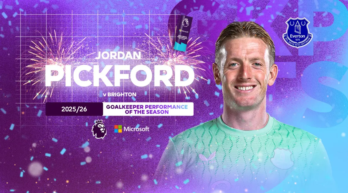 Jordan Pickford выиграл награду за лучший вратарский перформанс сезона